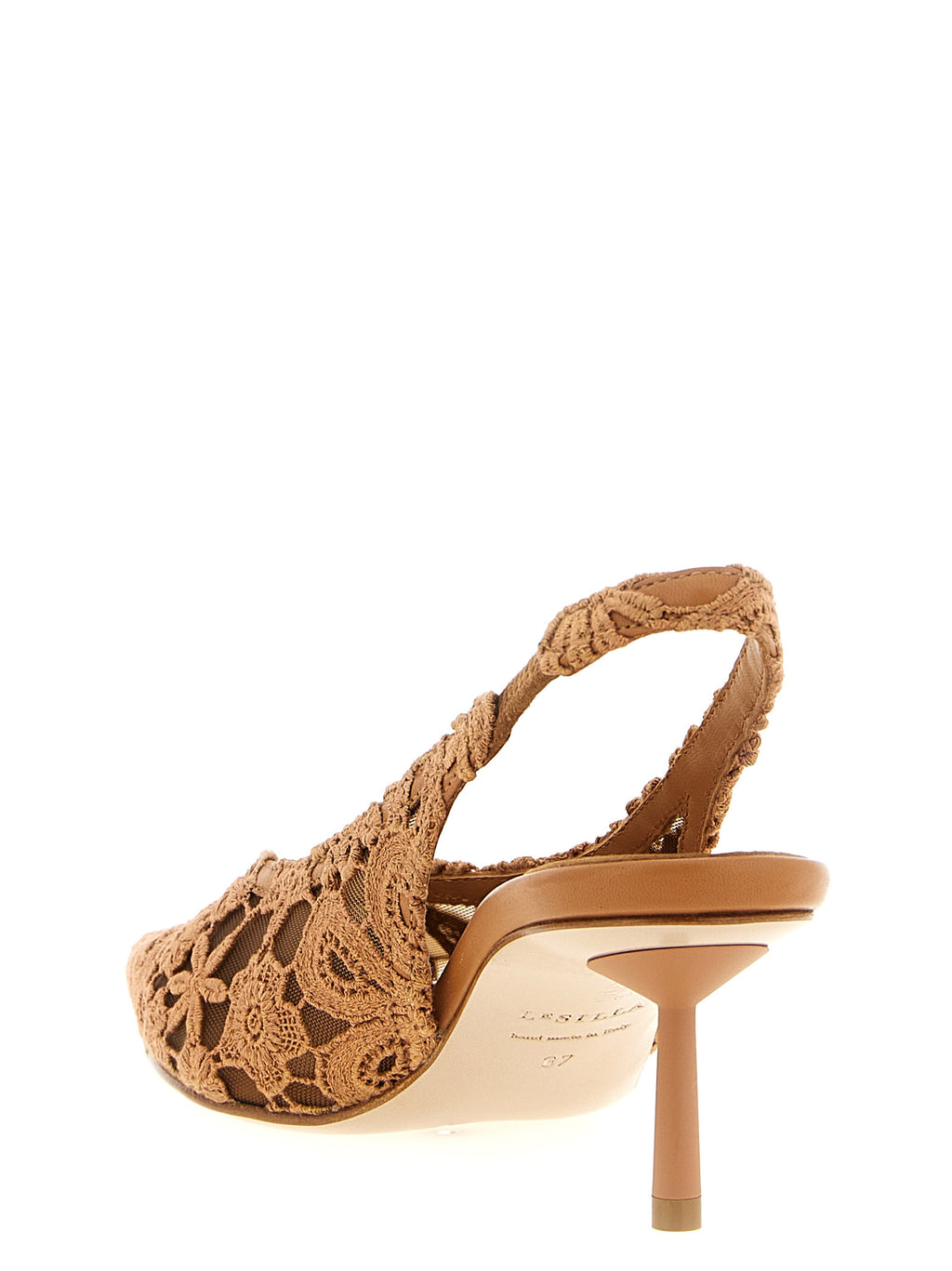 LE SILLA Brown Cotton Mid Heel Pumps