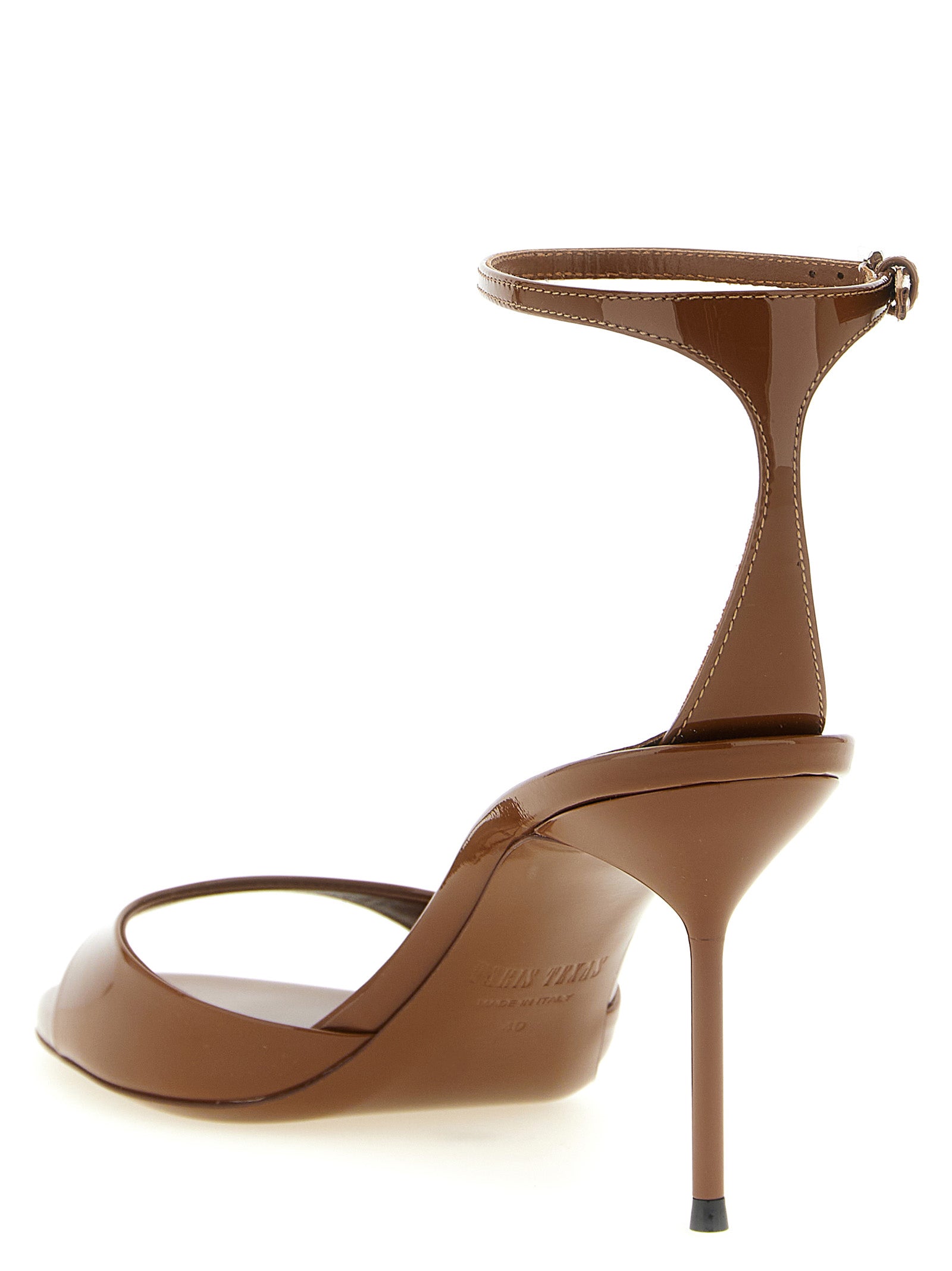 Paris Texas Brown Calfskin Stiletto Heel Sandals