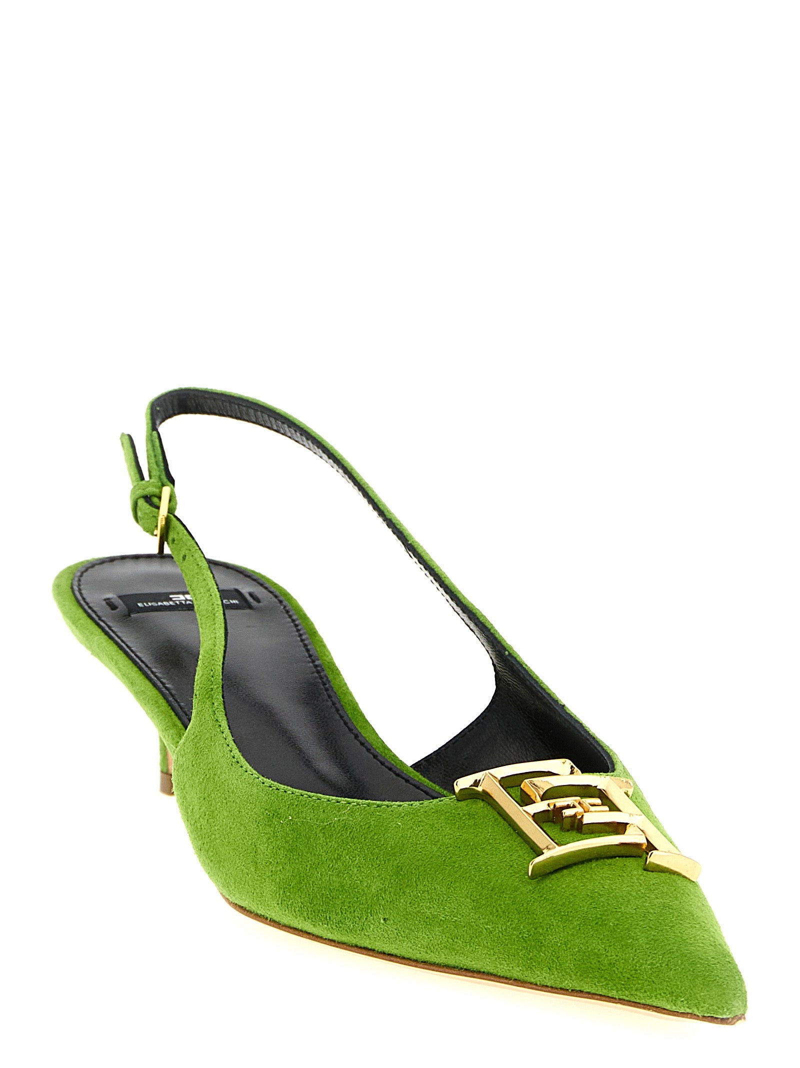 Elisabetta Franchi Bicolor Leather Mid Heel Pumps