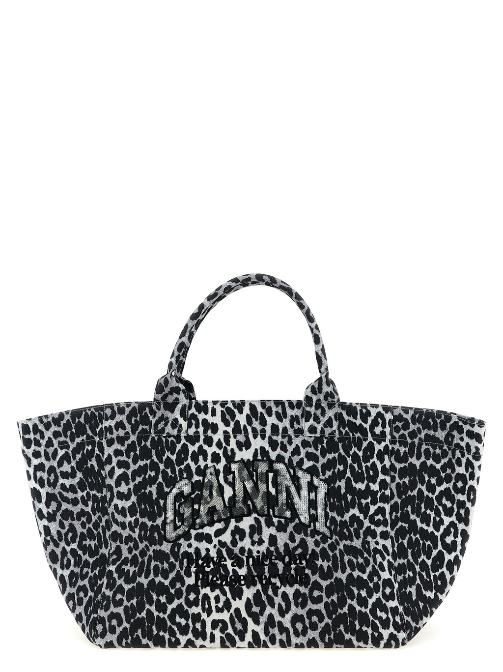 Ganni Gray Recycled Cotton Tote Bag