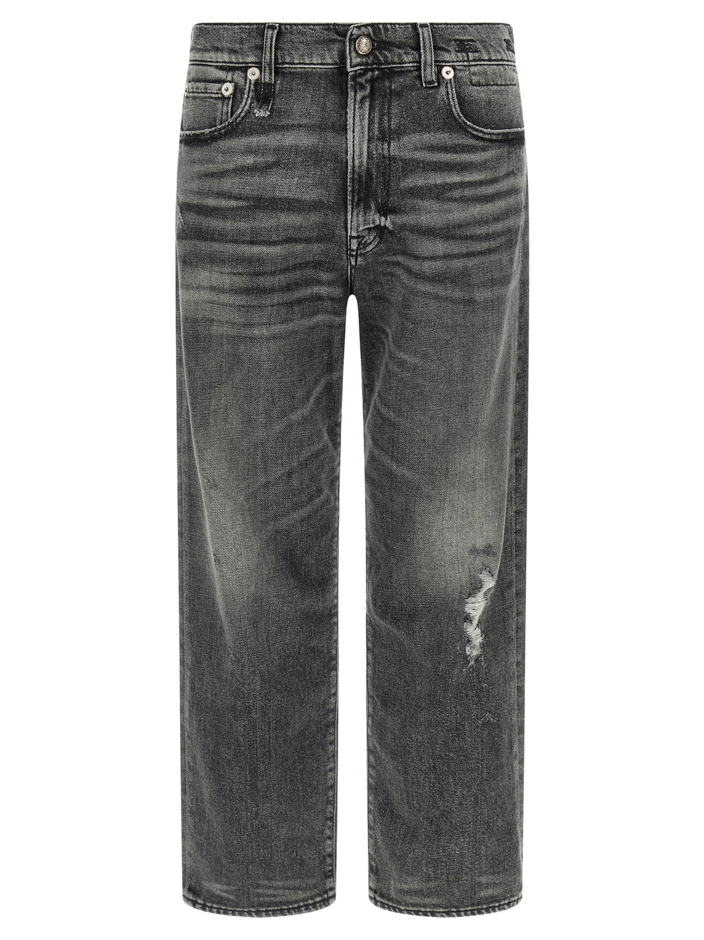 R13 Gray Cotton Boyfriend Jeans