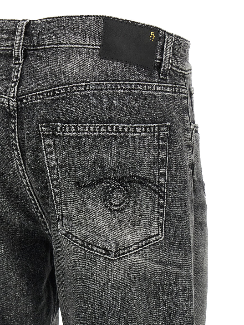 R13 Gray Cotton Boyfriend Jeans