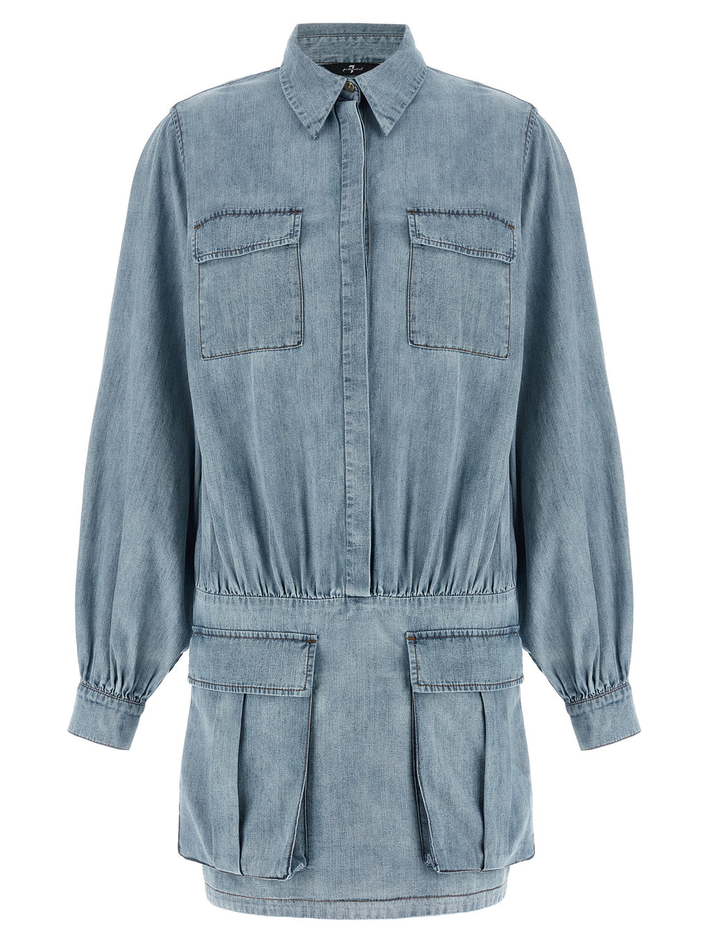 7 For All Mankind Blue Cotton Short Dress