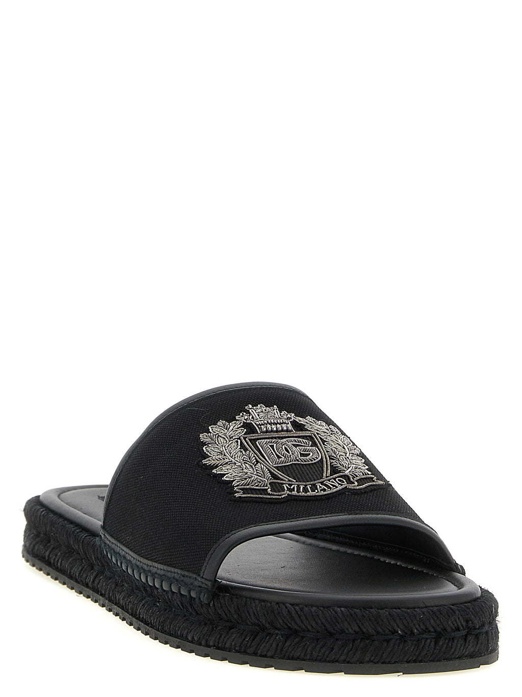 Dolce & Gabbana Black Cotton Slides