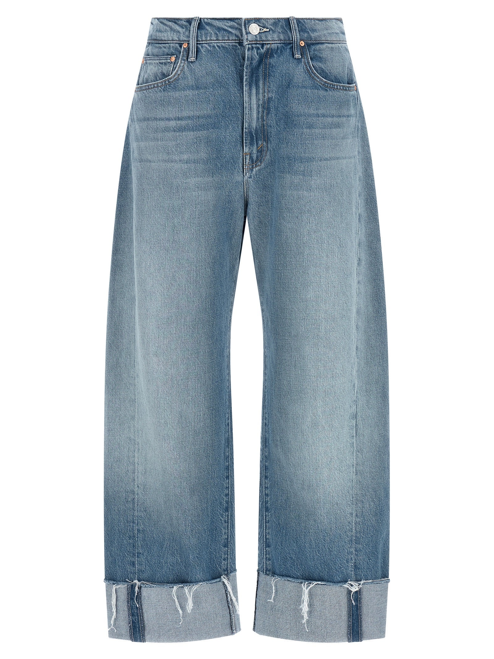 Mother Denim Blue Cotton Cropped Jeans