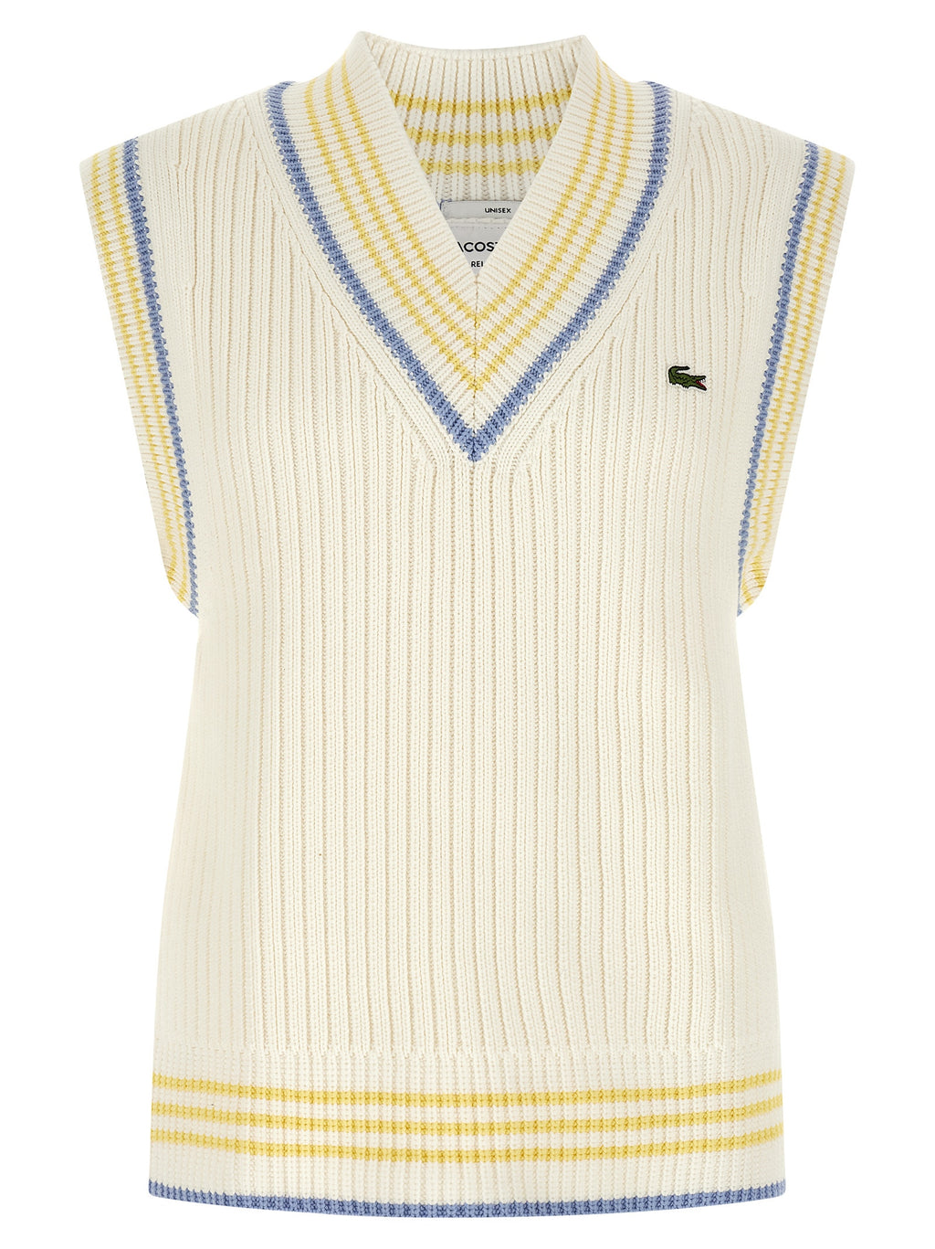 Lacoste White Cotton Sleeveles Sweater