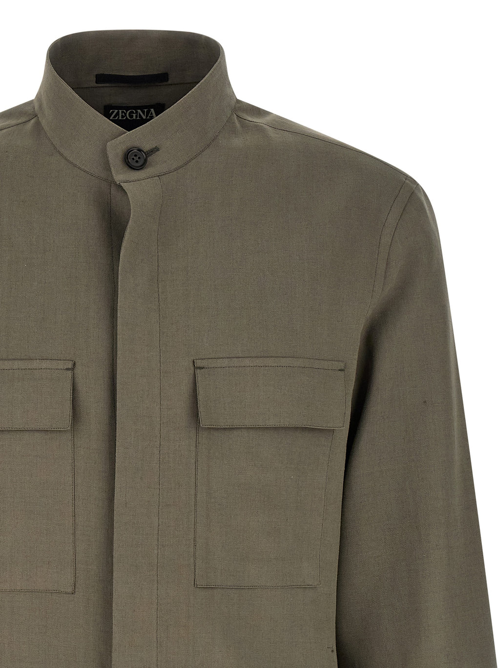 ZEGNA Gray Linen Blouse