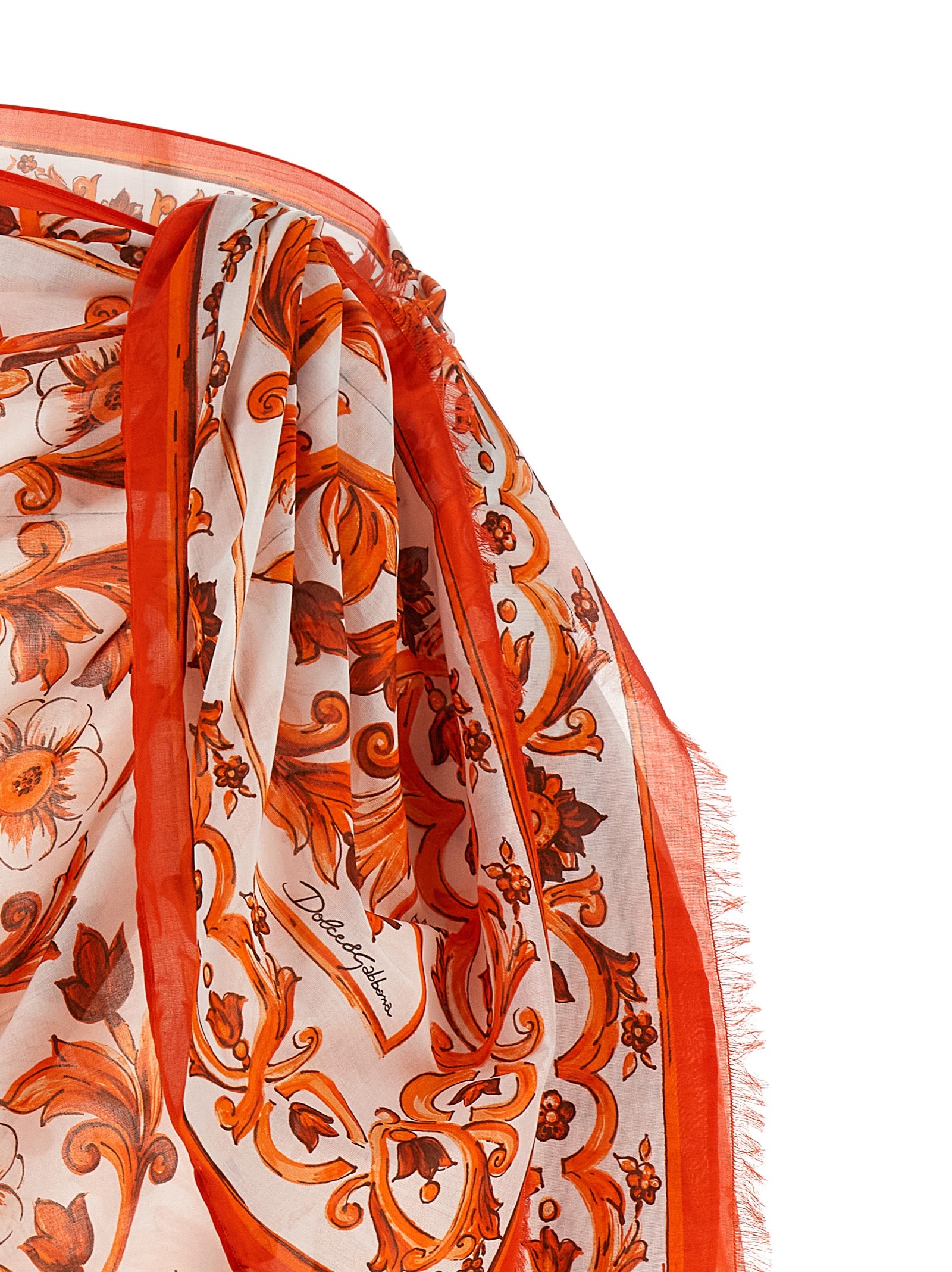 Dolce & Gabbana Orange Cotton Long Skirt