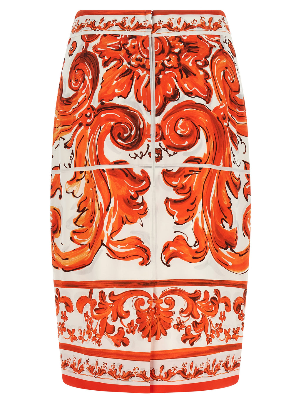 Dolce & Gabbana Orange Silk Midi Skirt
