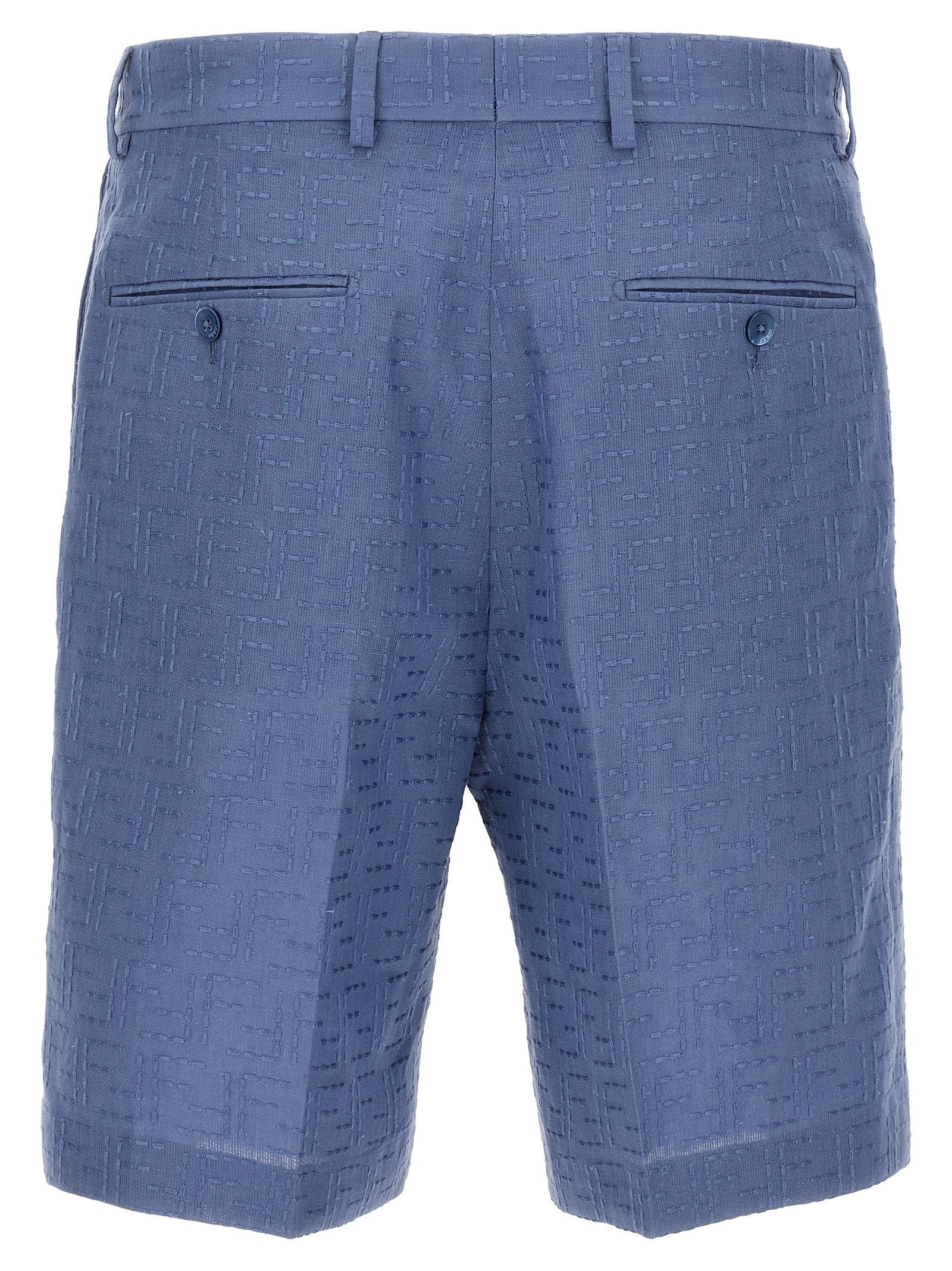 Fendi Blue Linen Bermuda Shorts