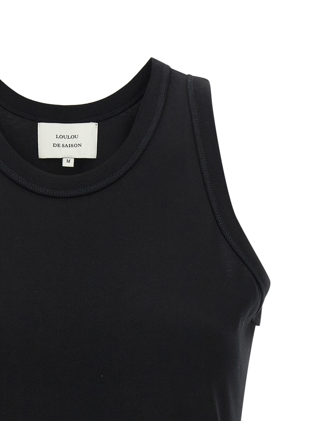 Loulou De Saison Black Cotton Sleeveles T-Shirt