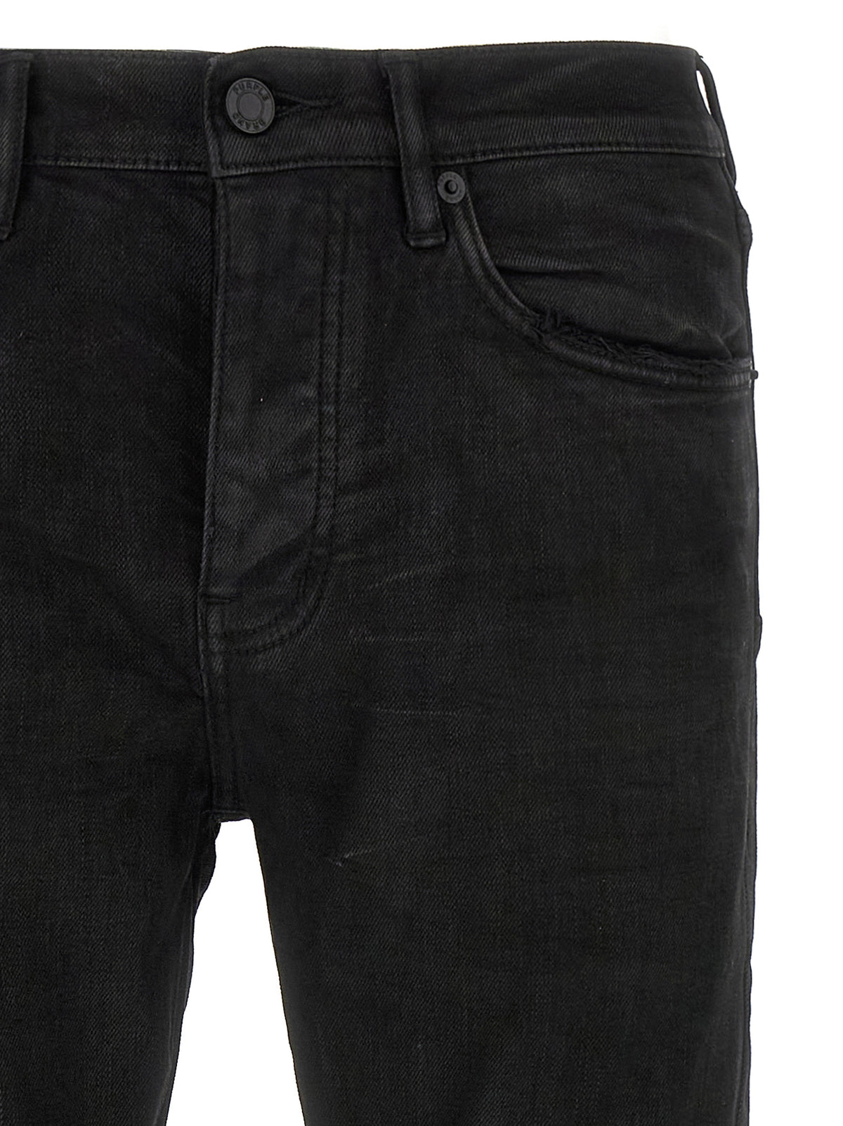 PURPLE Black Cotton Tapered Jeans