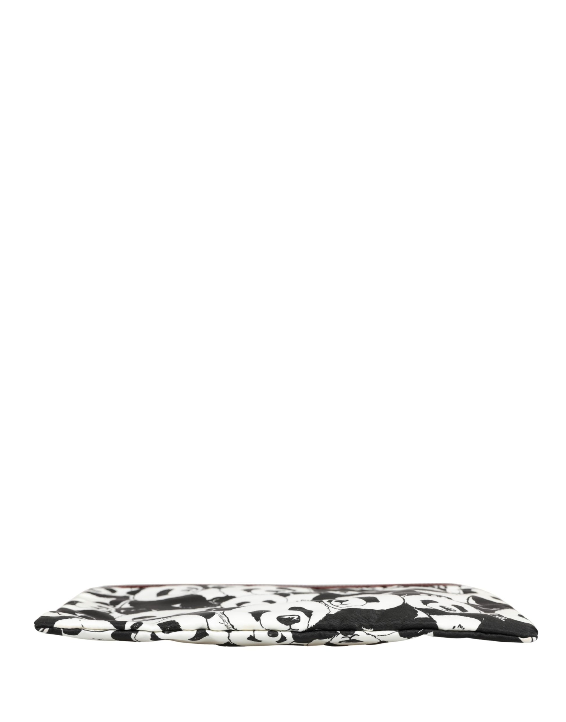 Dolce & Gabbana Black White Panda Print Nylon Clutch Men Pouch Borse Bag