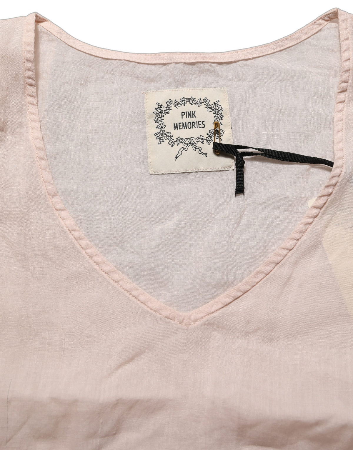PINK MEMORIES Hellrosa Leinen V-Ausschnitt Langarm Bluse Top