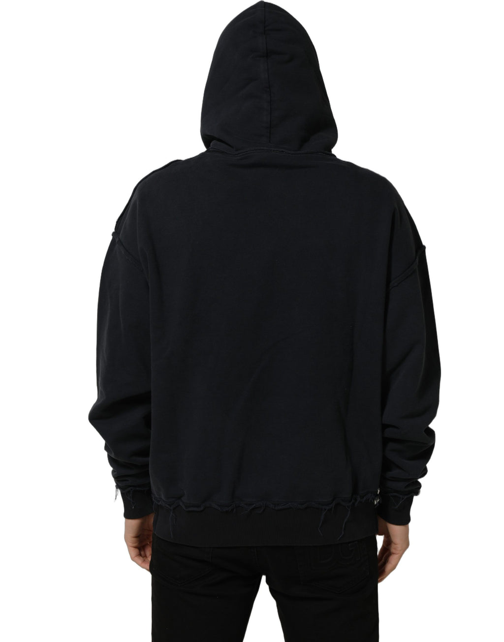 Dolce & Gabbana Black Anchor Print Hooded Sweatshirt Sweater