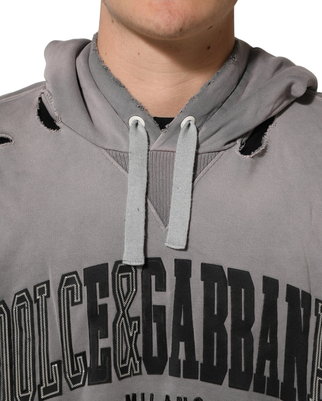 Dolce & Gabbana Gray Graphic Hooded Sweatshirt Men Sweater