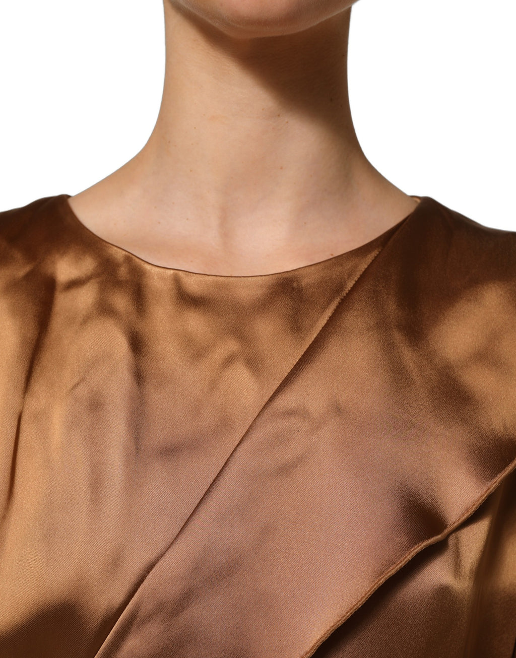 Emporio Armani Braun Satin Azetat Wickel-Minikleid mit Gürtel