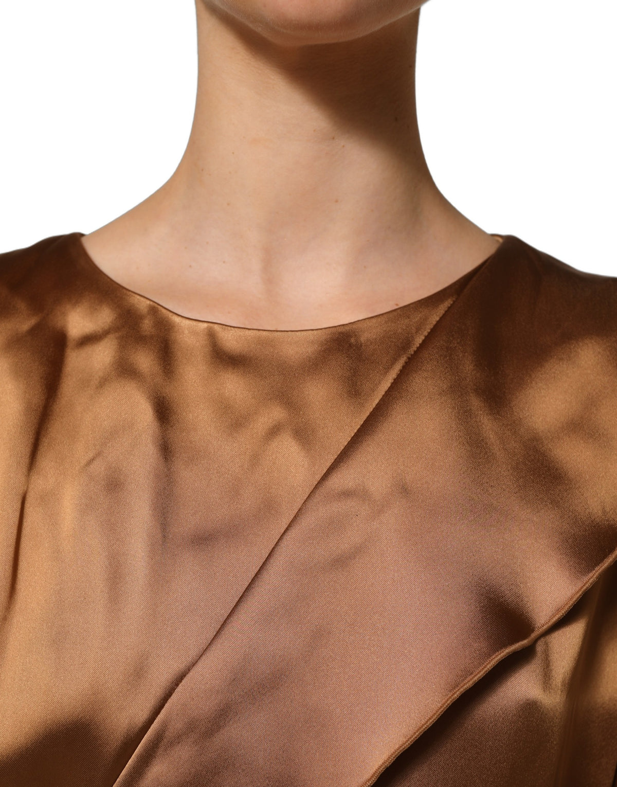 Emporio Armani Braun Satin Azetat Wickel-Minikleid mit Gürtel