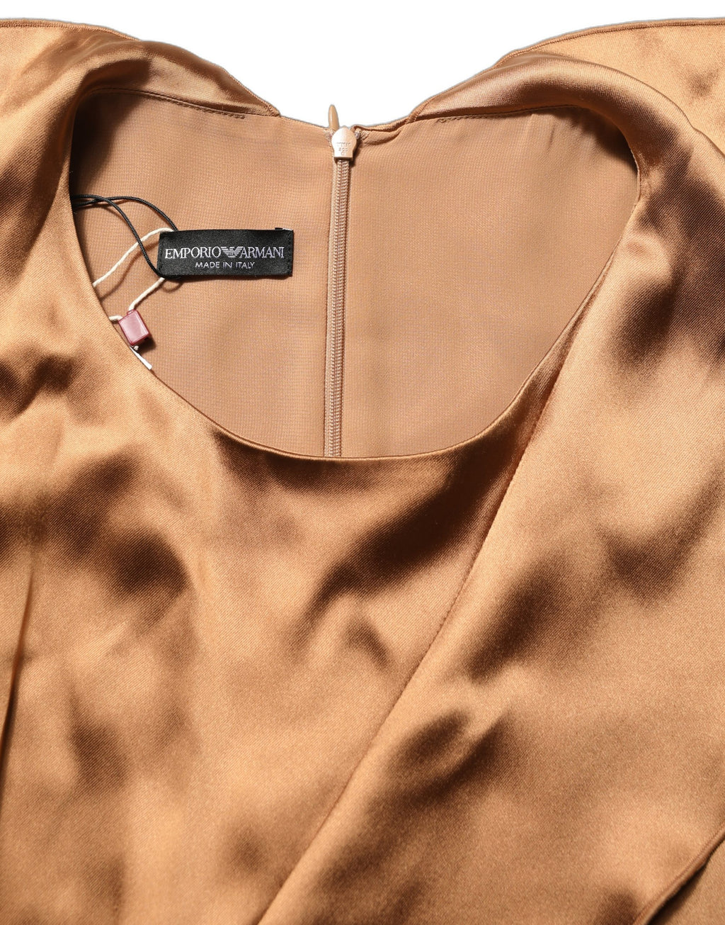 Emporio Armani Braun Satin Azetat Wickel-Minikleid mit Gürtel