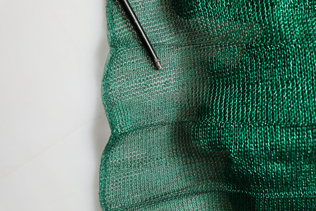Dolce & Gabbana Metallic Green Sleeveless Plissé Gown Dress