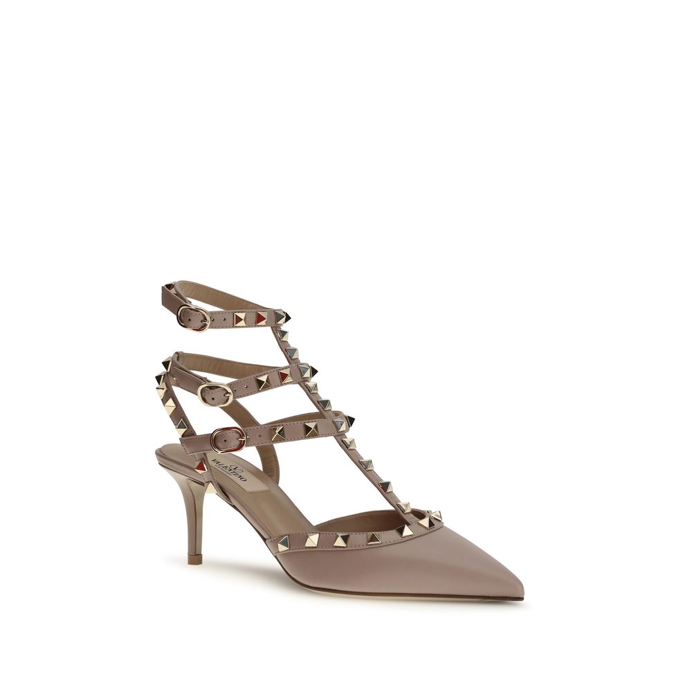 Valentino Garavani Beige Lamb Ovis Aries Aries Mid Heel Pumps
