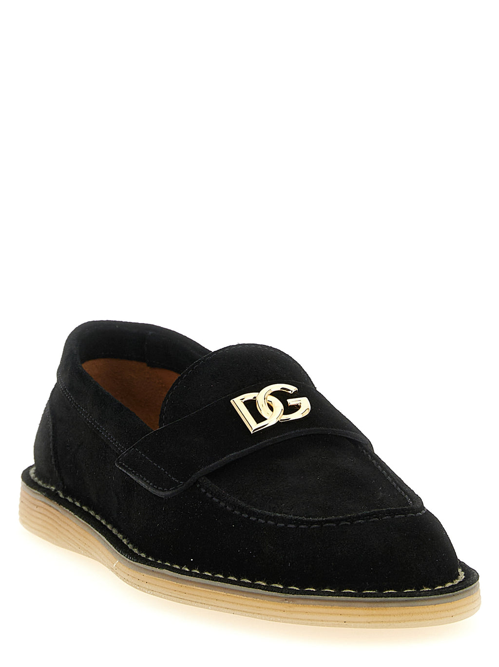 Dolce & Gabbana Black Calfskin Slip-On Loafers