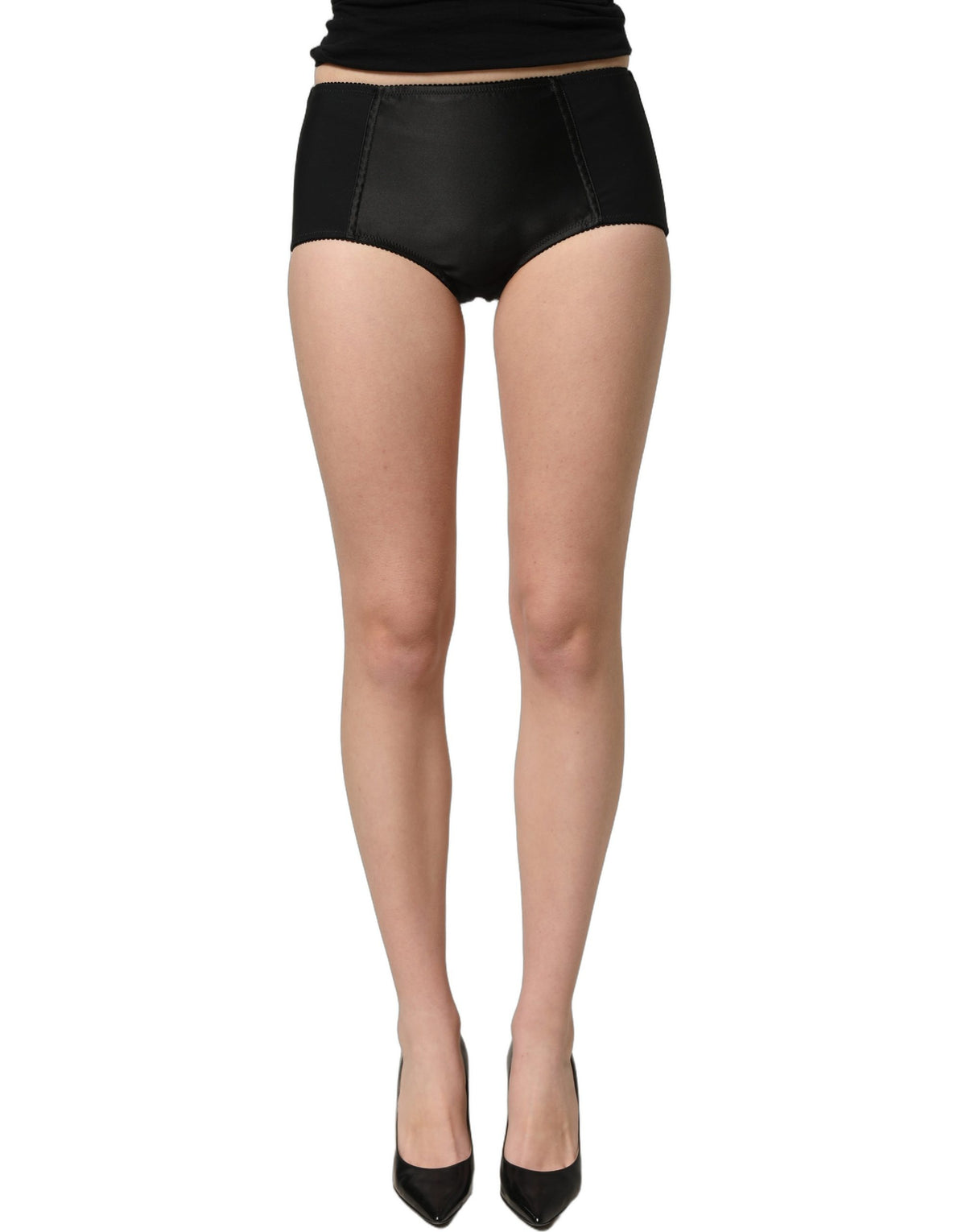 Dolce & Gabbana Schwarze Low-Waist Satin Culotte Hotpants Shorts