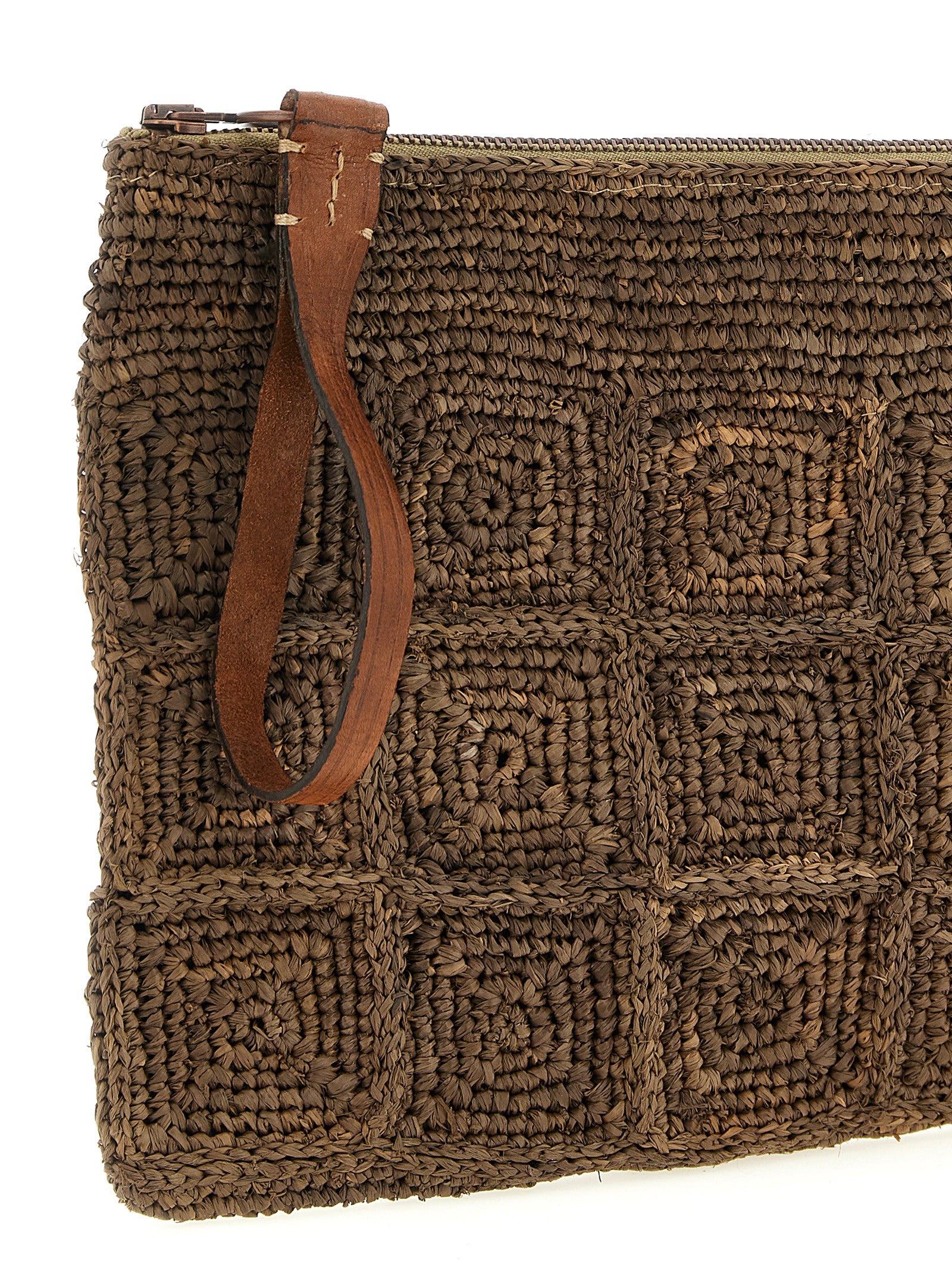 Ibeliv Brown Raffia Clutch Bag