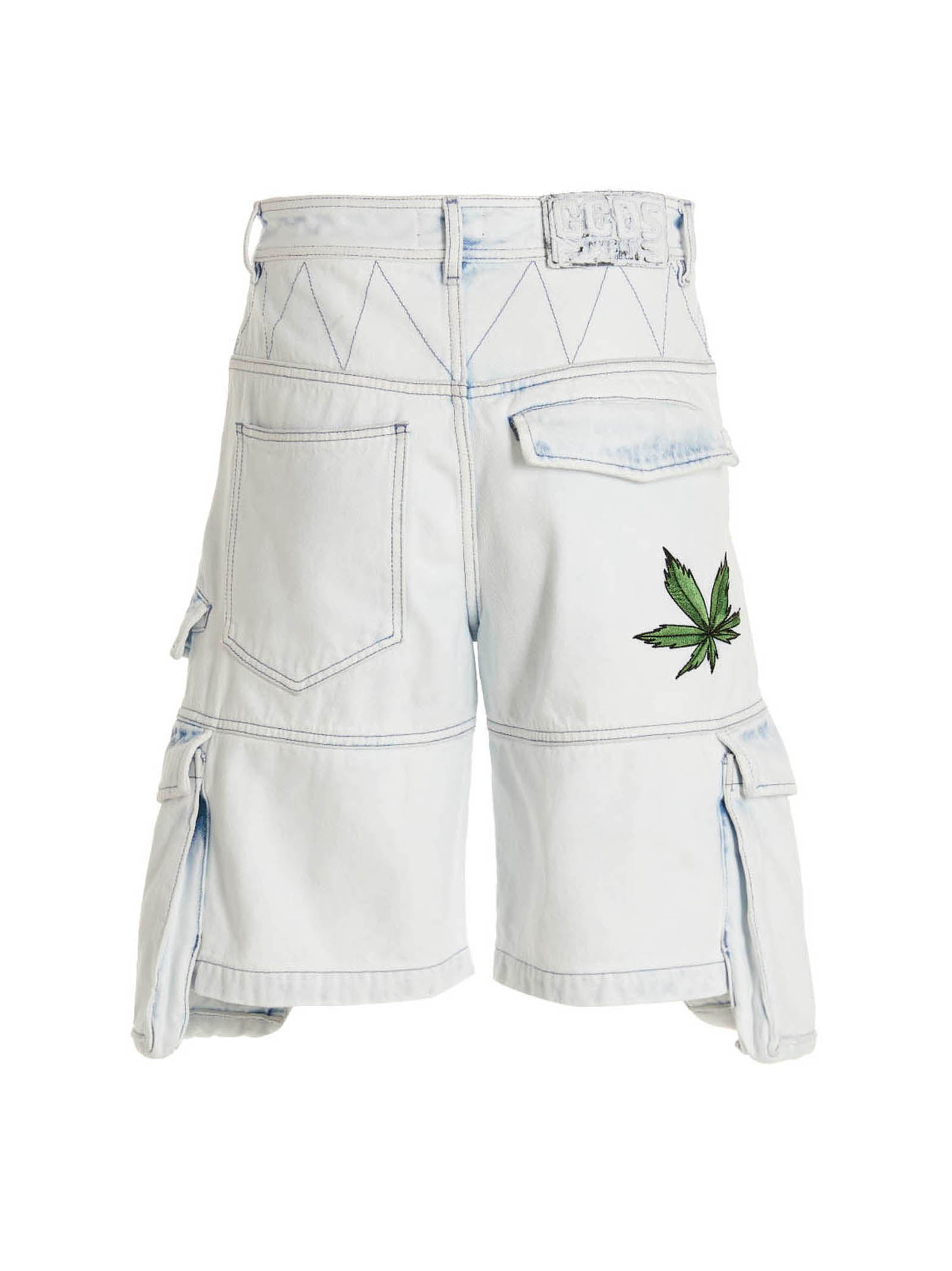 GCDS Blue Cotton Bermuda Shorts