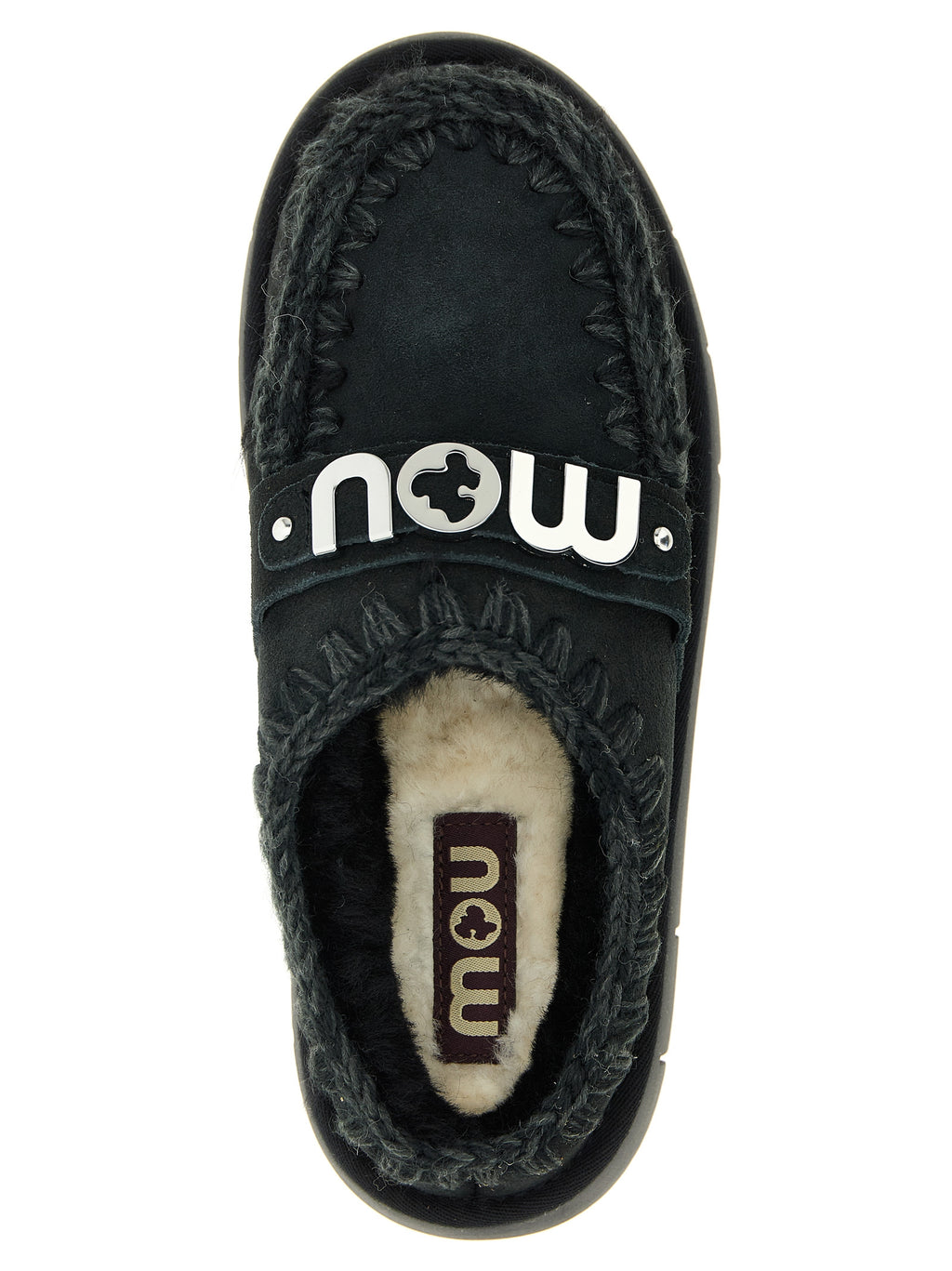 Mou Black Lamb Leather Clogs