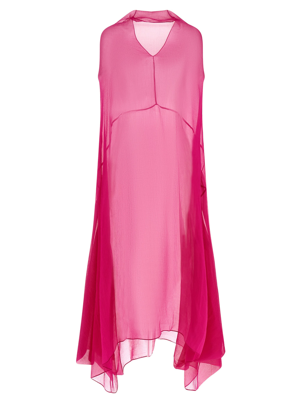 Dries Van Noten Fuchsia Silk Midi Dress
