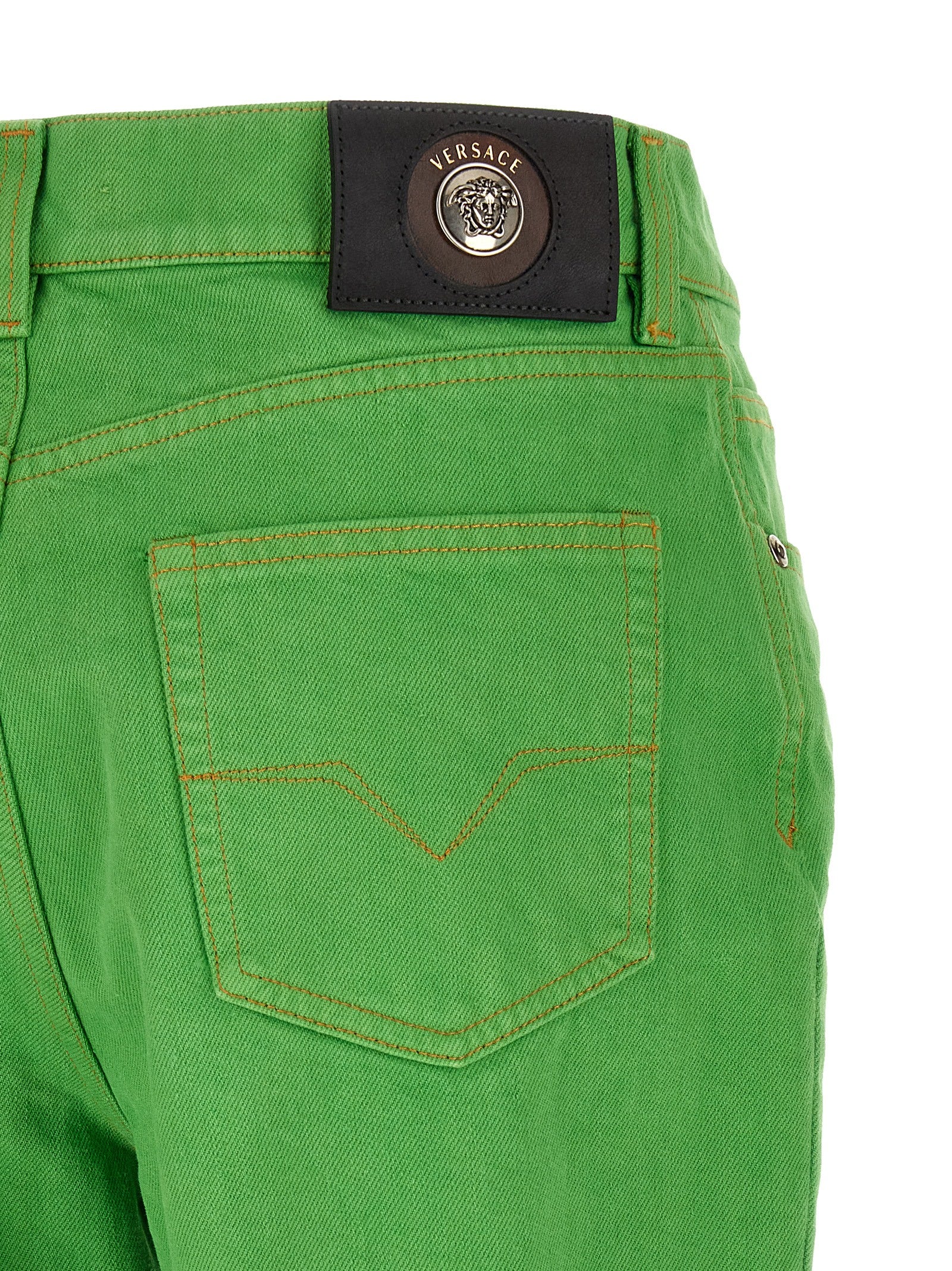 Versace Bicolor Cotton Cropped Jeans