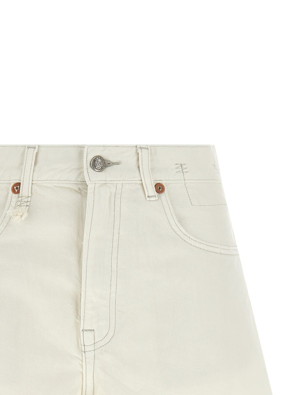 R13 White Cotton Bermuda Shorts