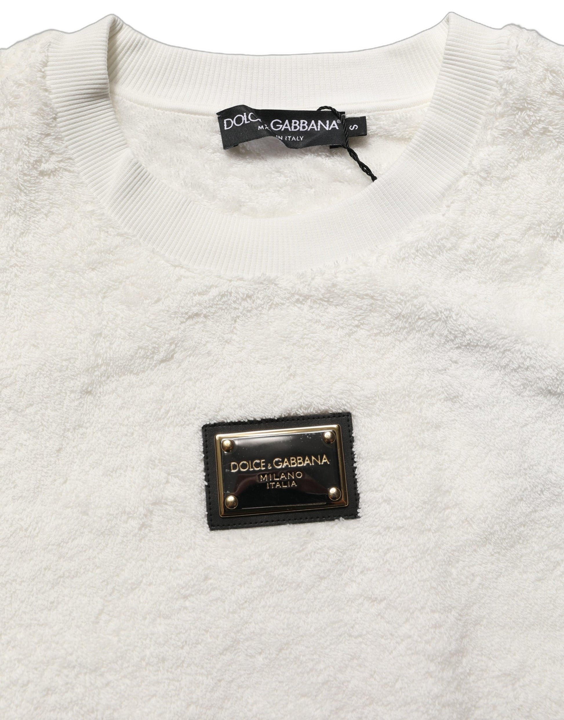 Dolce & Gabbana White LogoPlaque CrewNeck Sweatshirt Sweater