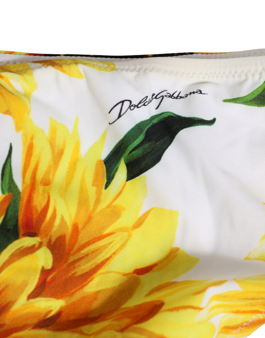 Dolce & Gabbana Yellow Nylon Sunflower Bikini Bottom Swimwear