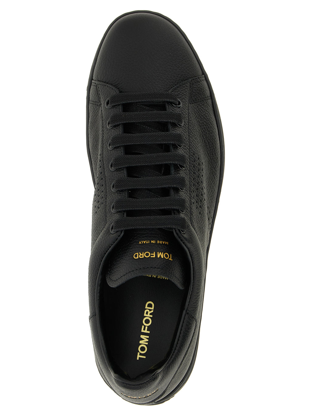 Tom Ford Black Leather Low Top Sneakers