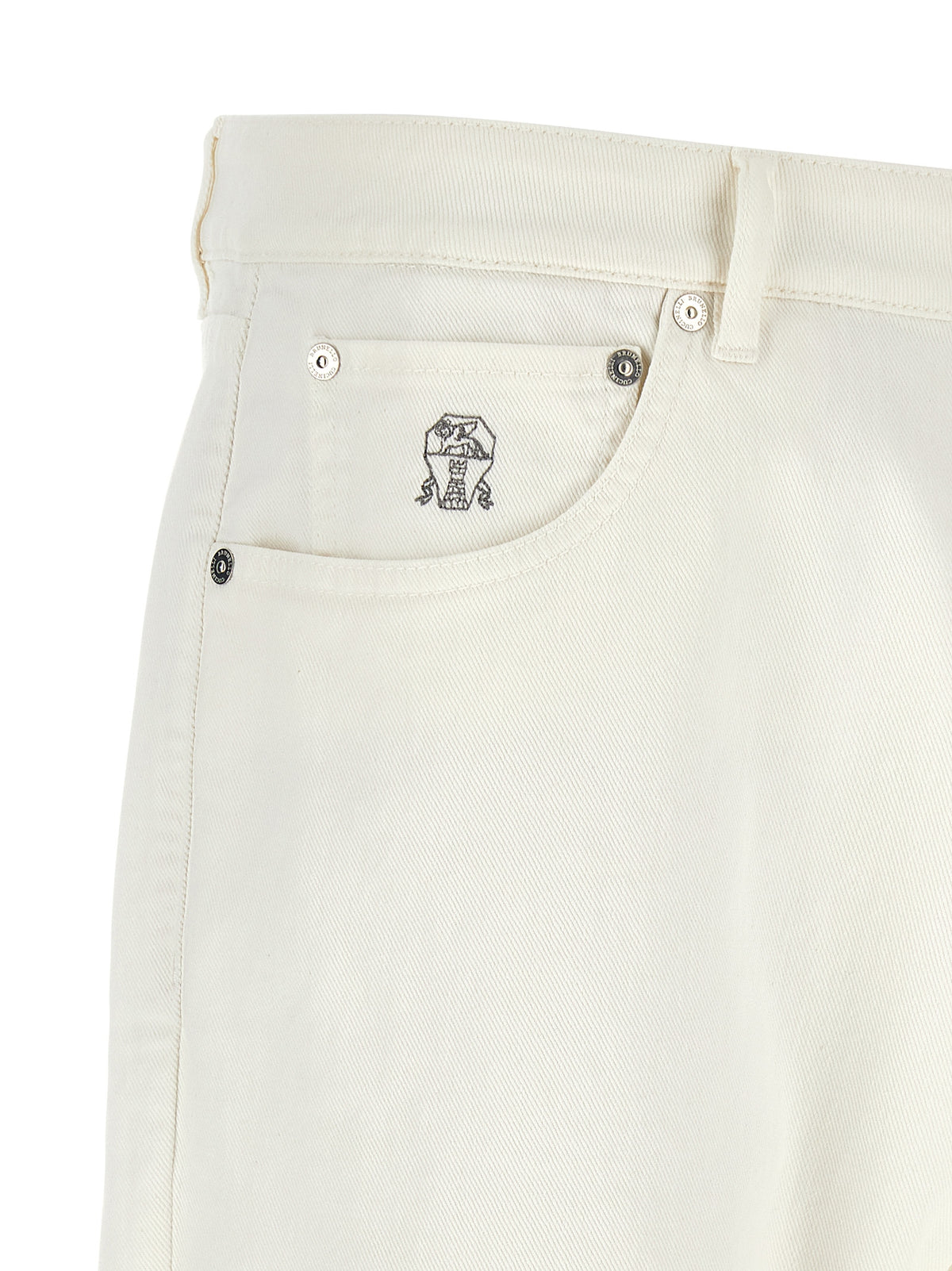 Brunello Cucinelli Weiße Cropped Jeans aus Baumwolle