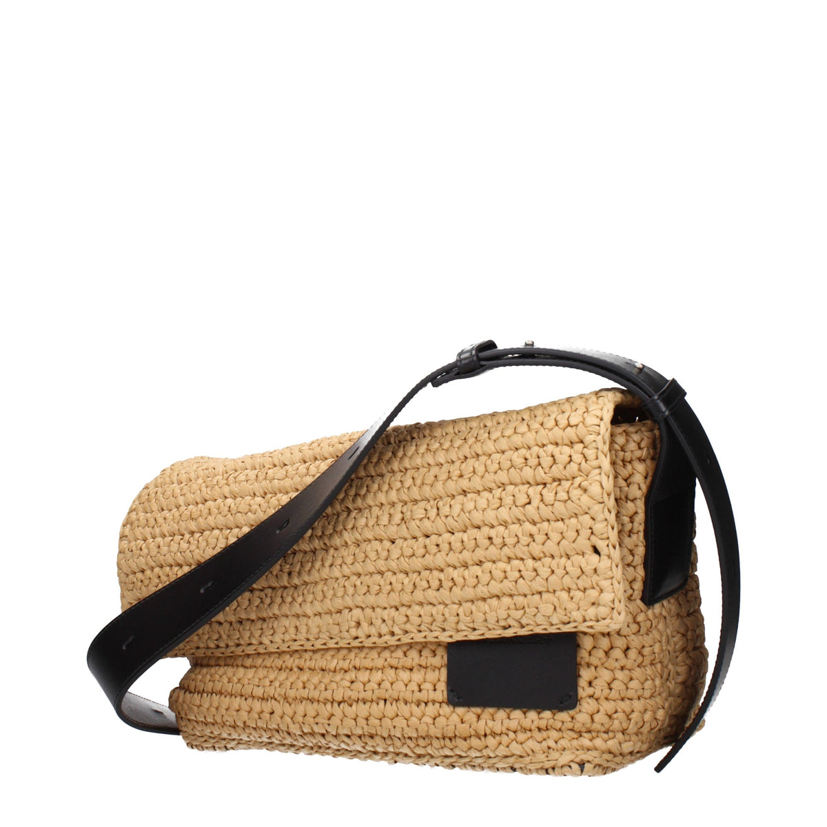 Jil Sander Beige Raffia Umhängetasche