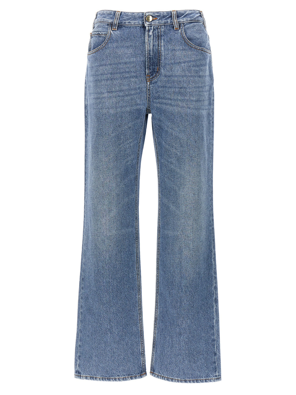 Chloé Jeans mit hohem Bund aus blauer Baumwolle