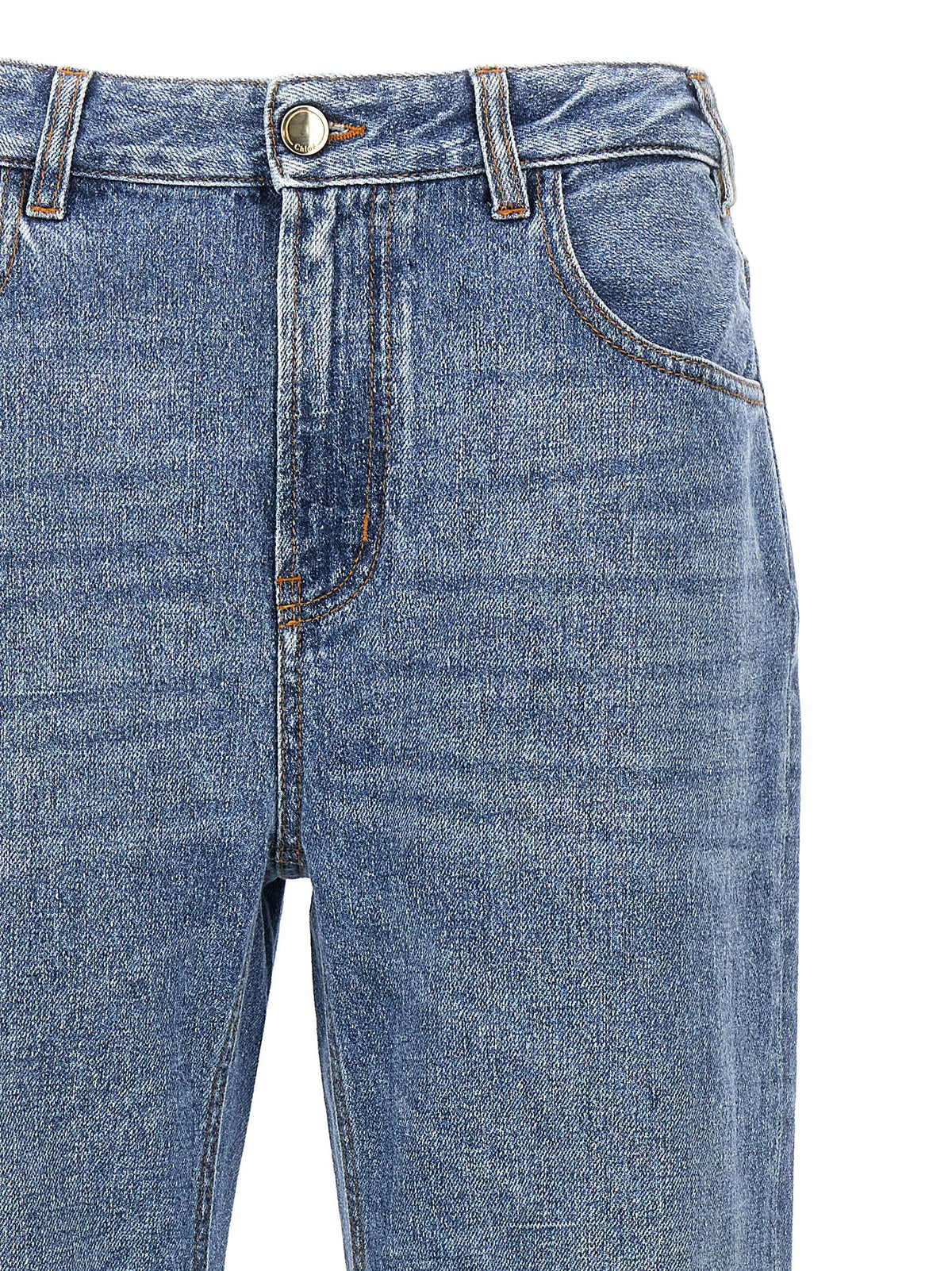 Chloé Jeans mit hohem Bund aus blauer Baumwolle