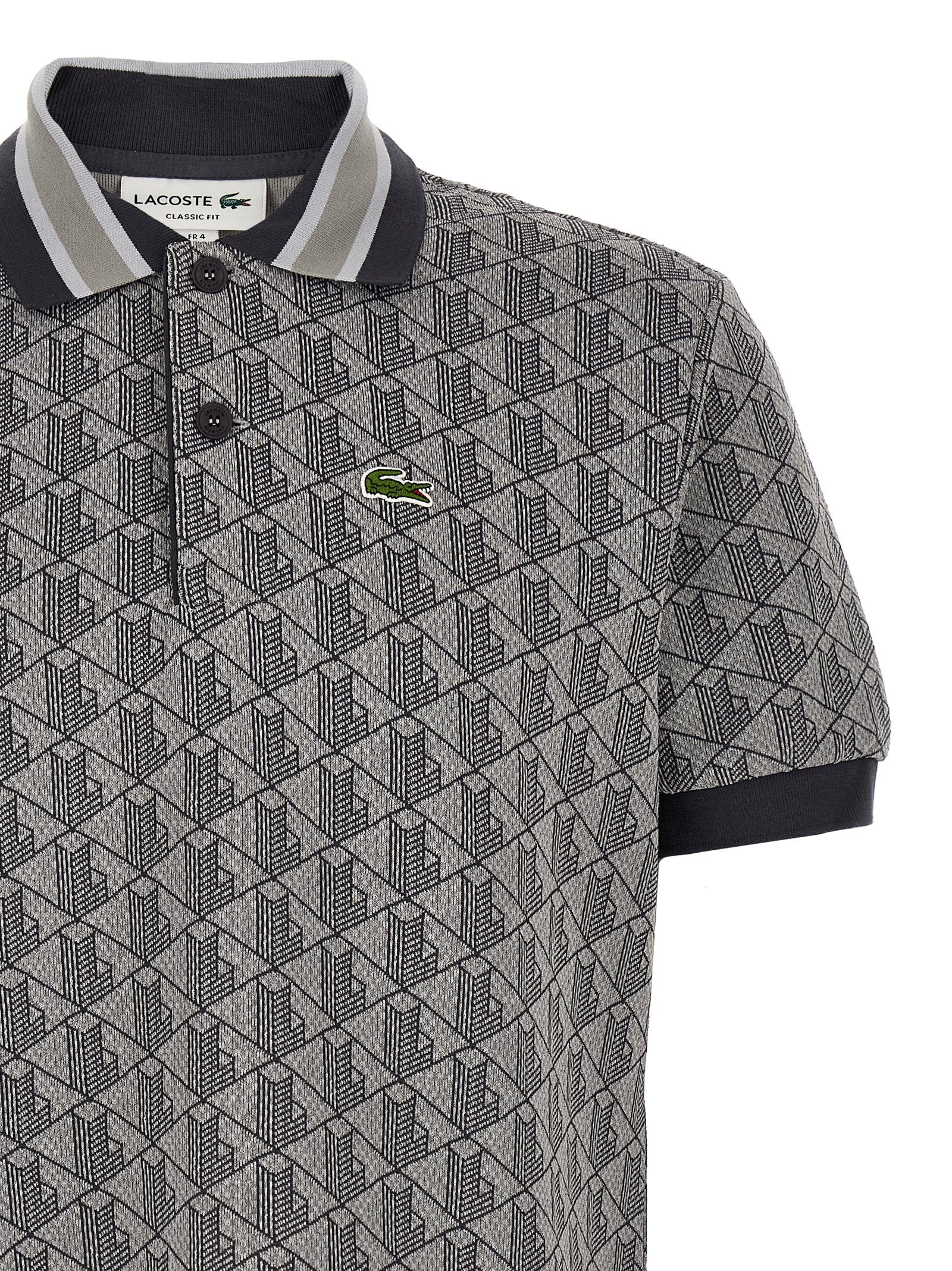 Lacoste Gray Polyester Polo Shirt