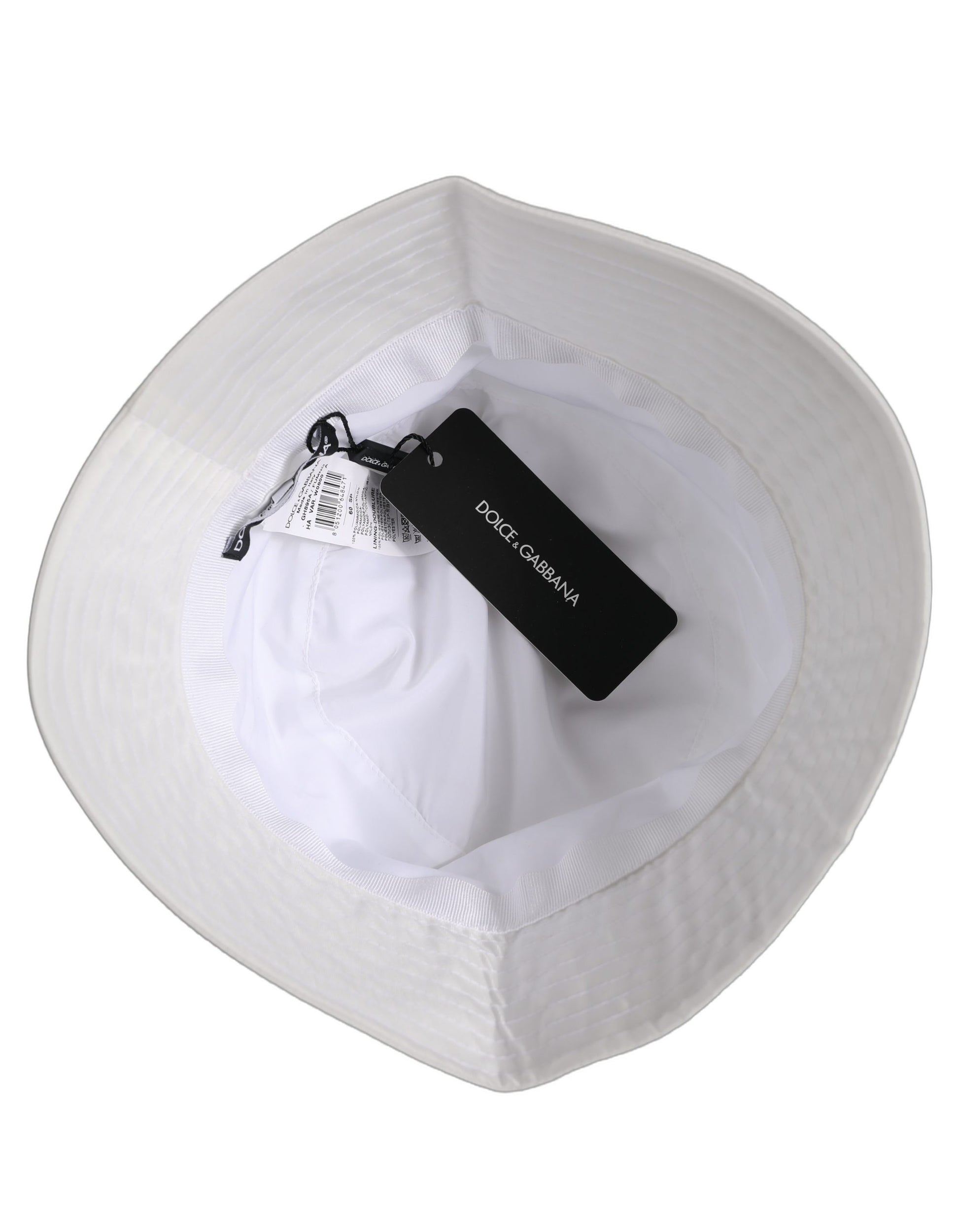 Dolce & Gabbana Men White Nylon Wide Brim Bucket Capello Hat