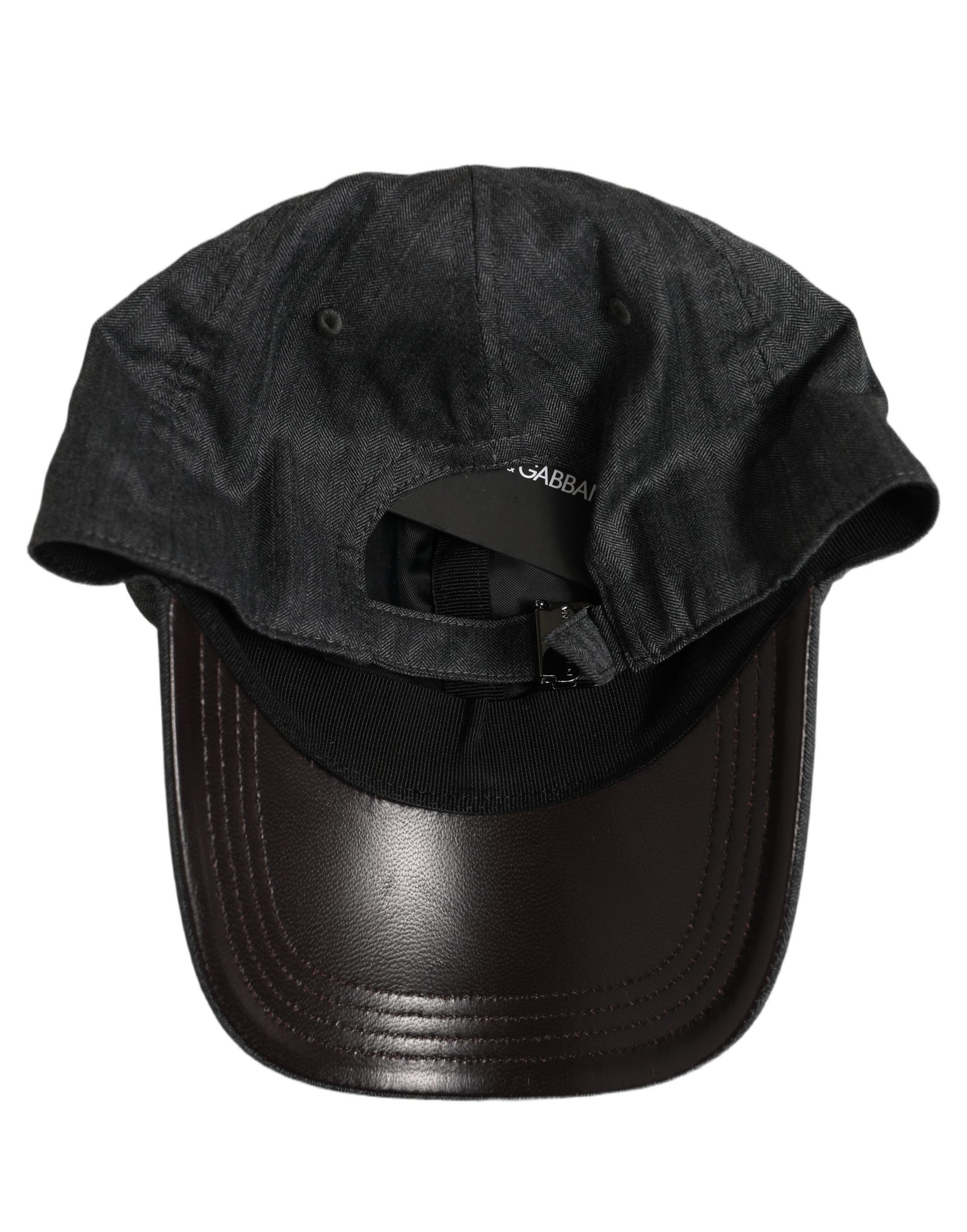 Dolce & Gabbana Men Dark Gray Herringbone Baseball Cap Hat