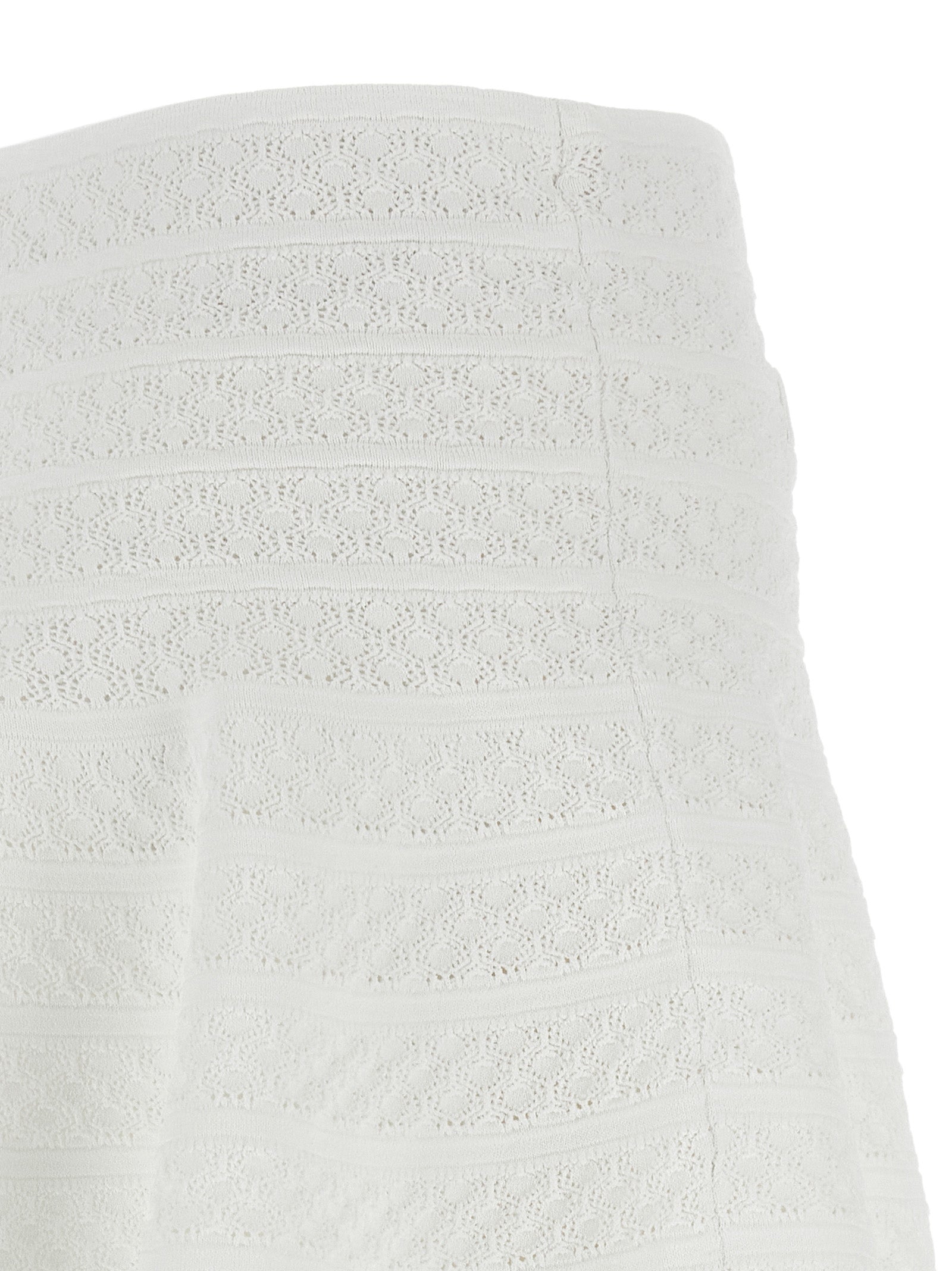 Self-Portrait White Viscose Long Skirt