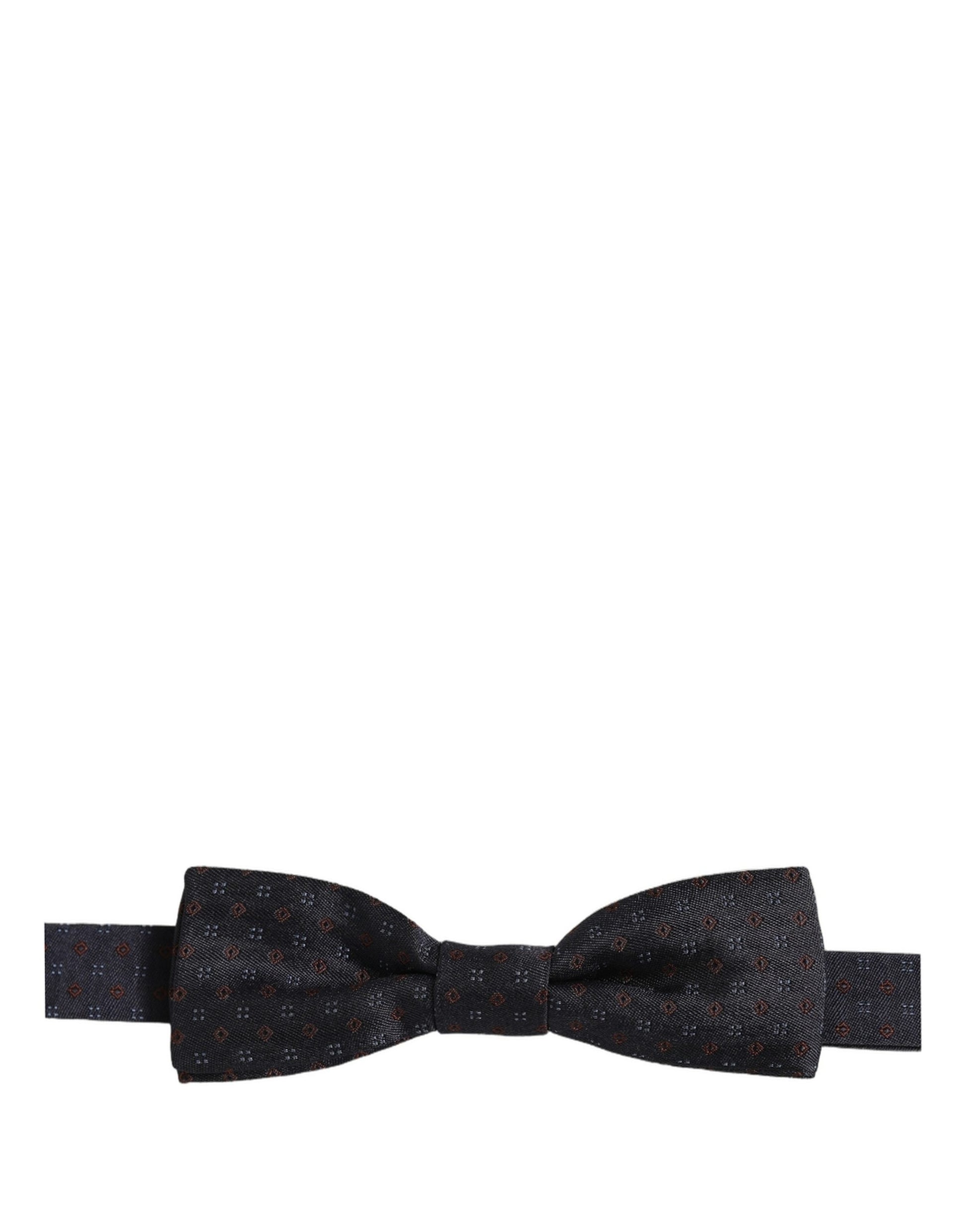 Dolce & Gabbana Black Diamond Pattern Adjustable Neck Papillon Bow Tie