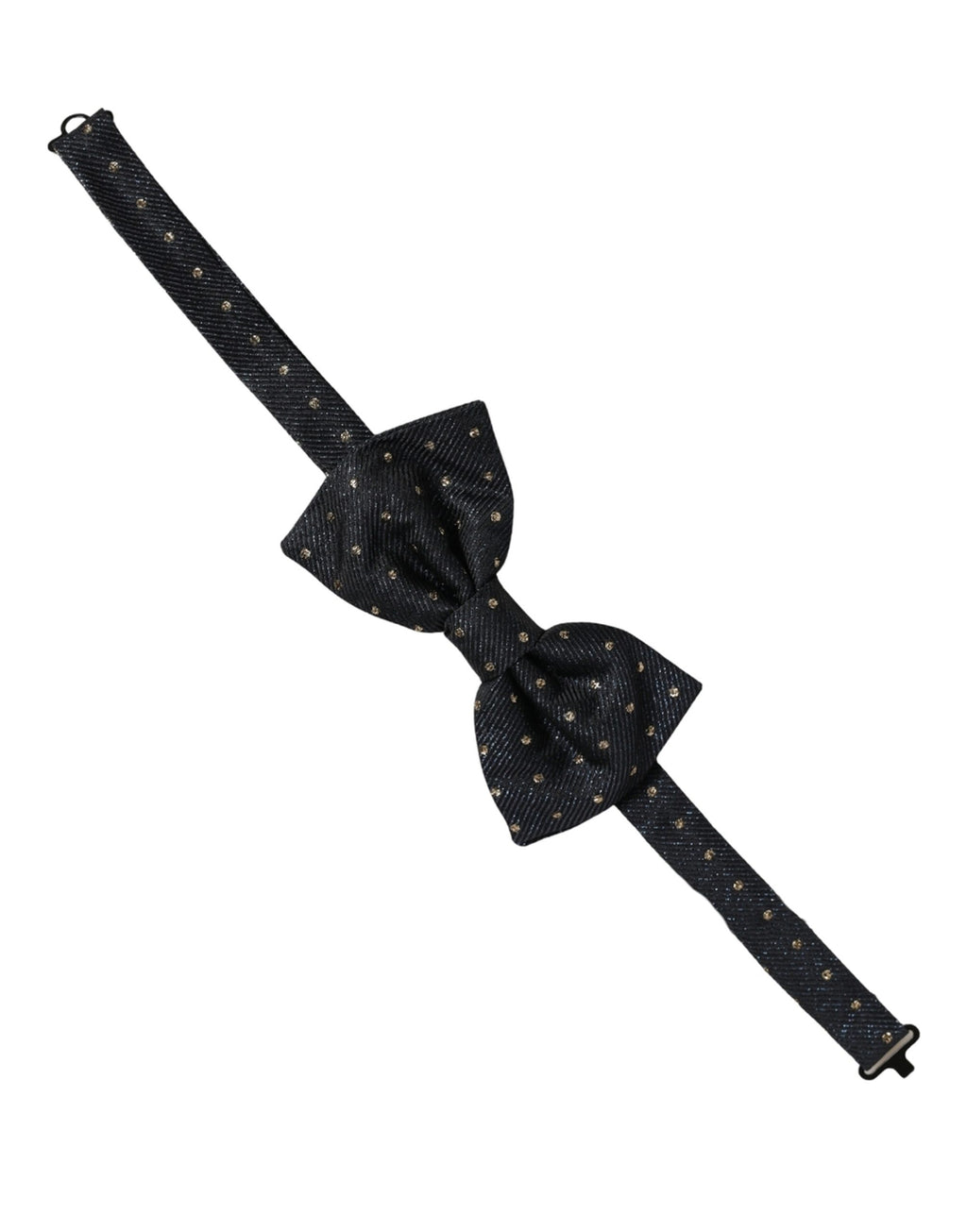 Dolce & Gabbana Men Black Polka Dot Silk Adjustable Neck Papillon Bow Tie