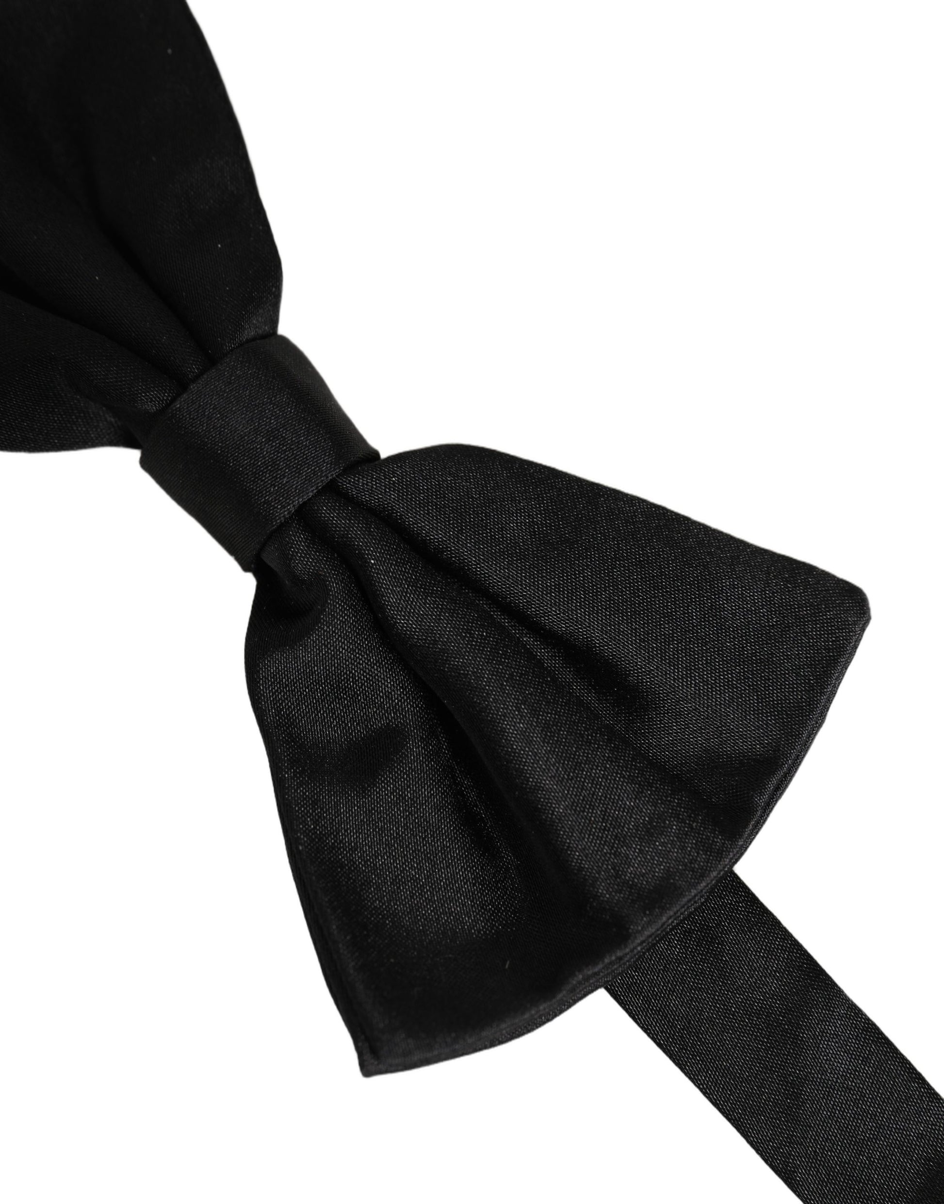 Dolce & Gabbana Men Black 100% Silk Adjustable Neck Papillon Bow Tie