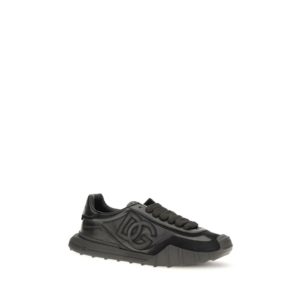 Dolce & Gabbana Schwarze Athletische Sneakers aus Kalbsleder