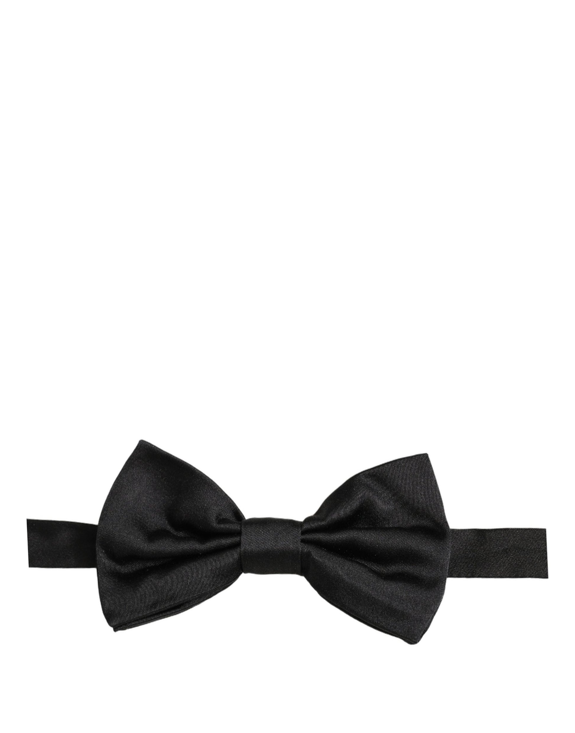 Dolce & Gabbana Men Black 100% Silk Adjustable Neck Papillon Bow Tie