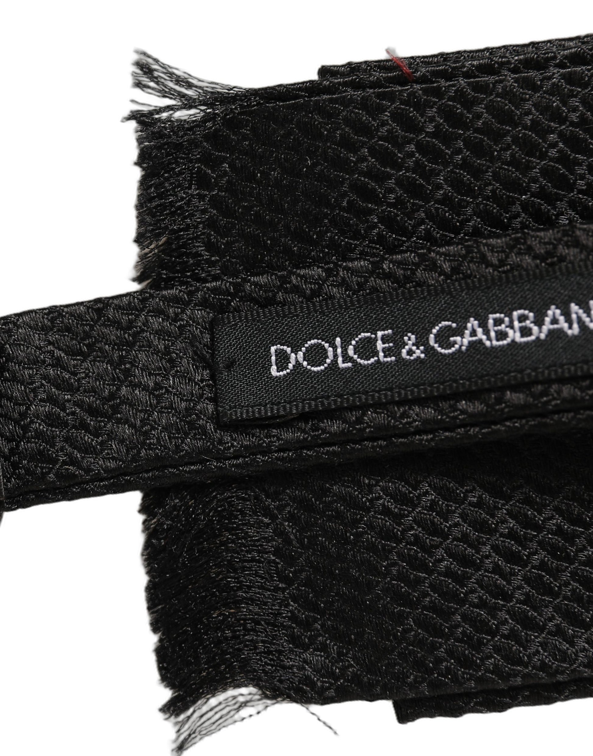 Dolce & Gabbana Men Black 100% SIlk Adjustable Neck Papillon Bow Tie